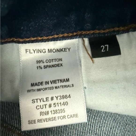 Flying Monkey Blue Straight Leg Denim with Distressed Details - Picture 4 of 5